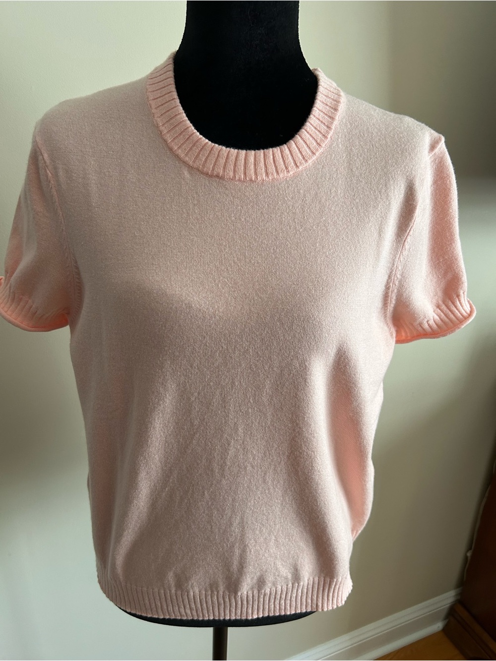 French Connection Women's Short Sleeve Knit Top in Soft Peach